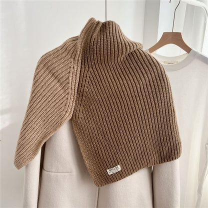 Turtleneck Two Tone Slit Knit Shawl SpreePicky