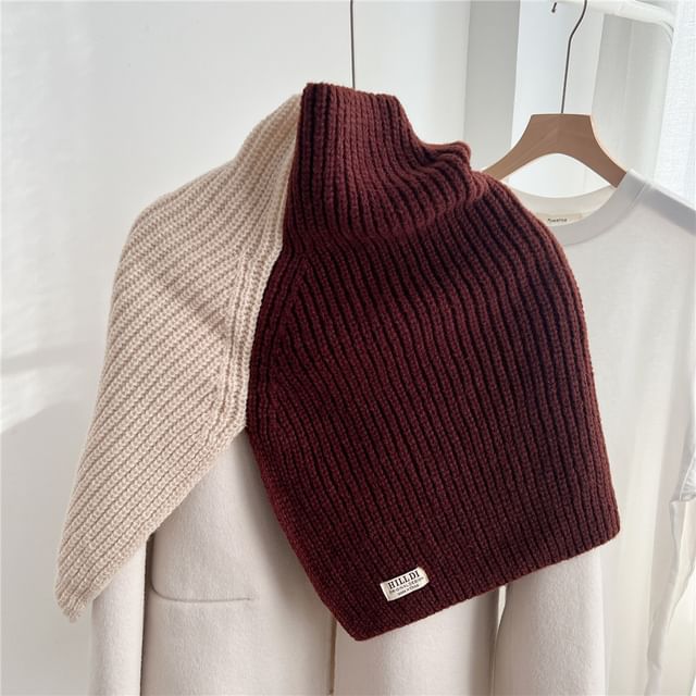 Turtleneck Two Tone Slit Knit Shawl SpreePicky