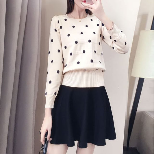 Crew Neck Dotted Sweater SpreePicky