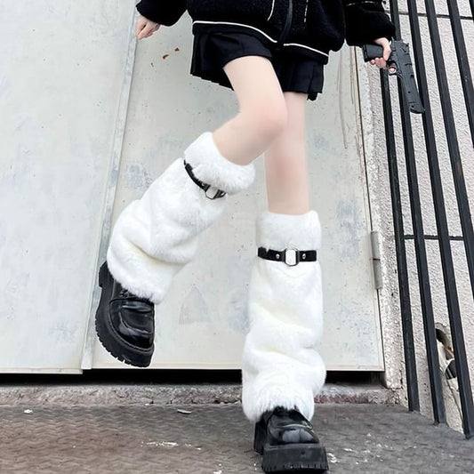 Plain Buckled Fluffy Leg Warmers mySite