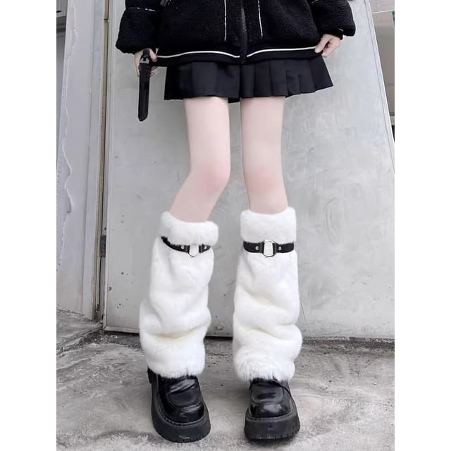 Plain Buckled Fluffy Leg Warmers mySite