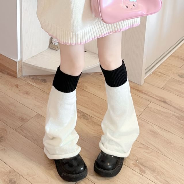 Two Tone Knit Leg Warmers SpreePicky