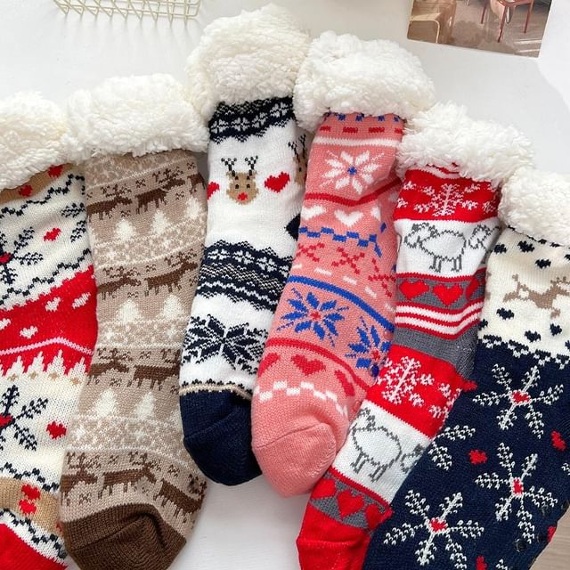 Printed Fleece-Lined Socks / Set SpreePicky