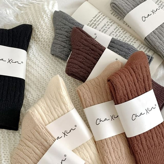 Set of 3 Pairs Plain Cable Knit Socks SpreePicky