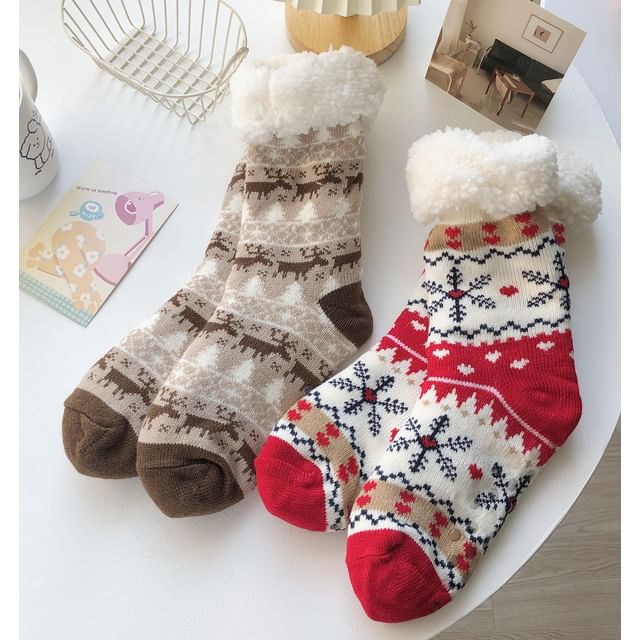 Printed Fleece-Lined Socks / Set SpreePicky