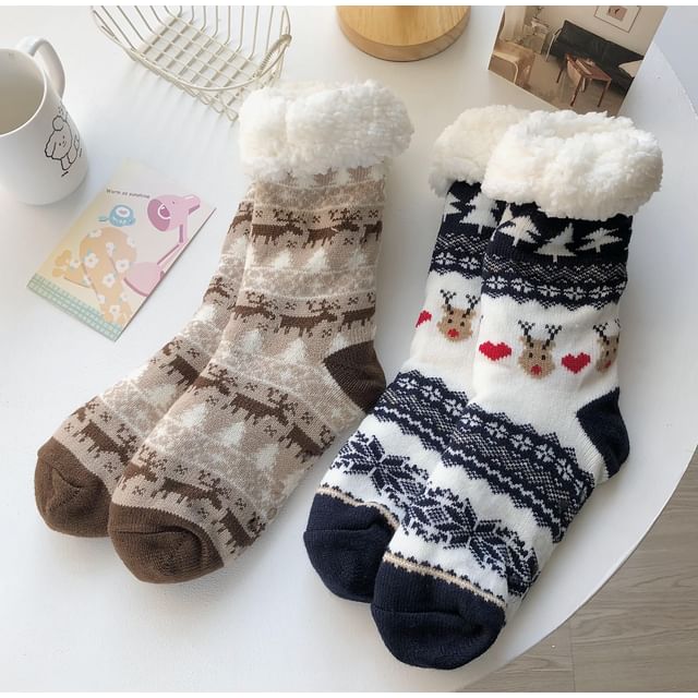 Printed Fleece-Lined Socks / Set SpreePicky