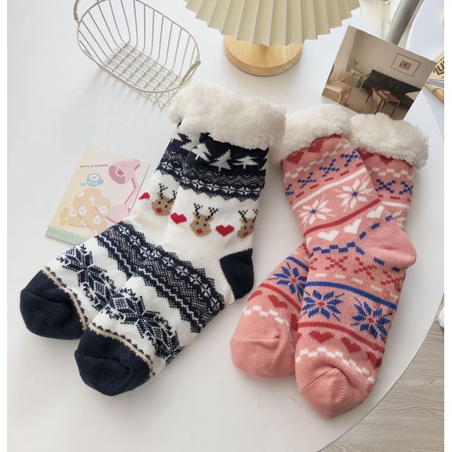 Printed Fleece-Lined Socks / Set SpreePicky