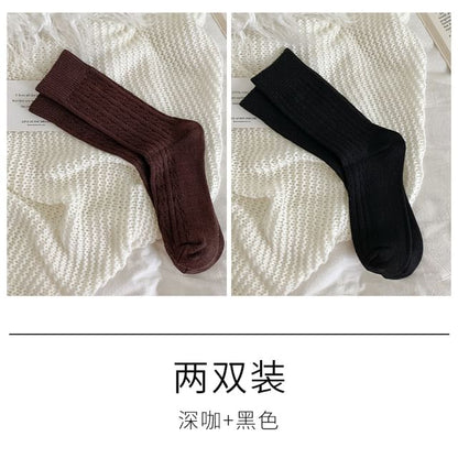 Set of 3 Pairs Plain Cable Knit Socks SpreePicky