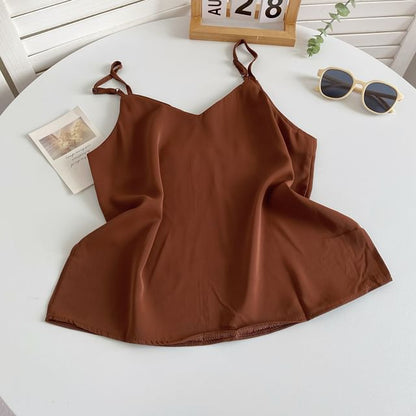 V-Neck Silky Camisole Top mySite