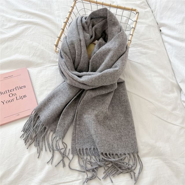 Plain Fringed Scarf SpreePicky