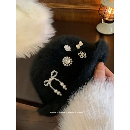 Rhinestone Fluffy Cloche Hat SpreePicky