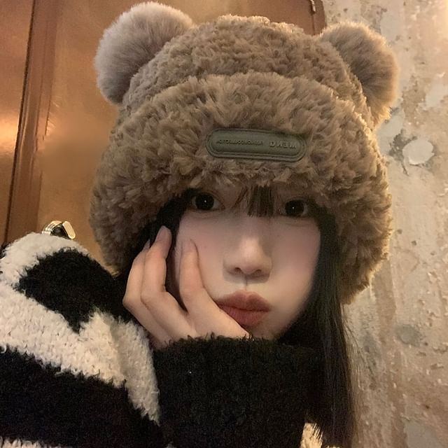 Bear Ear Fluffy Beanie SpreePicky