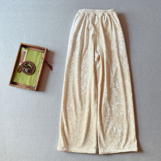 Mid Rise Velvet Wide Leg Pants SpreePicky