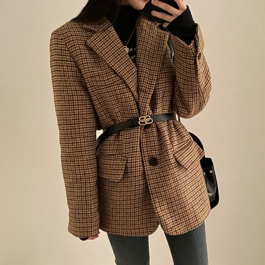 Houndstooth Single-Breasted Blazer SpreePicky