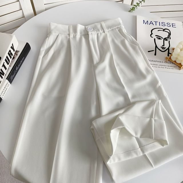 Elastic Waist Plain Roll Up Hem Dress Pants mySite