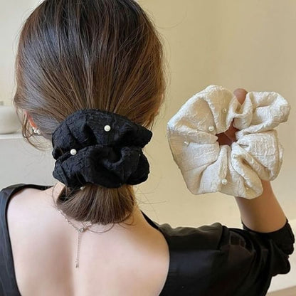 Faux Pearl Fabric Scrunchie SpreePicky