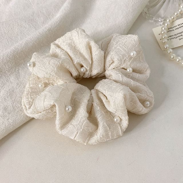 Faux Pearl Fabric Scrunchie SpreePicky