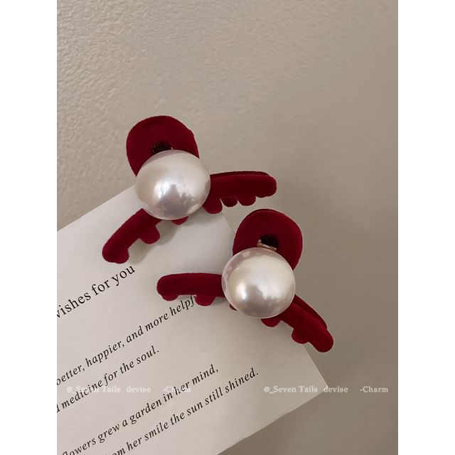 Faux Pearl Flocking Hair Clamp / Set SpreePicky