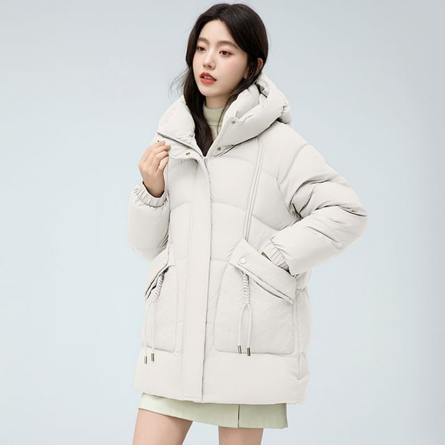 Plain Padded Hooded Zip Jacket SpreePicky