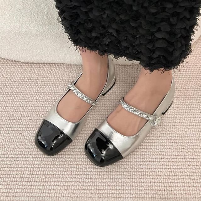 Square-Toe Chained Mary Jane Shoes SpreePicky