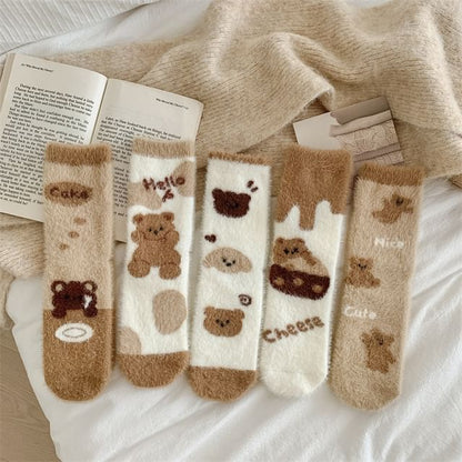 Bear Print Fleece Socks SpreePicky