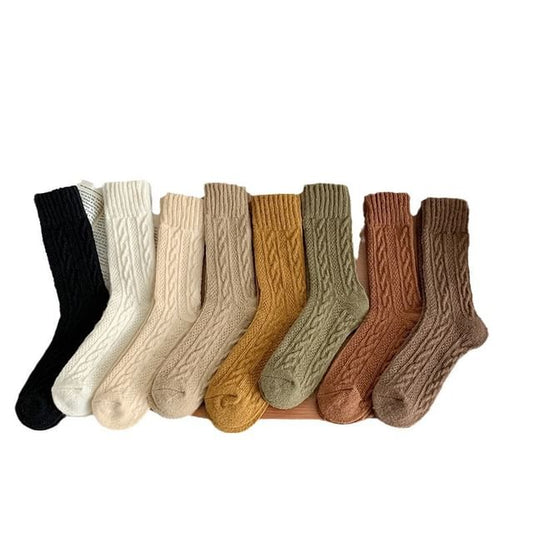 Plain Cable Knit Socks SpreePicky