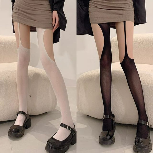 Plain Cutout Tights SpreePicky