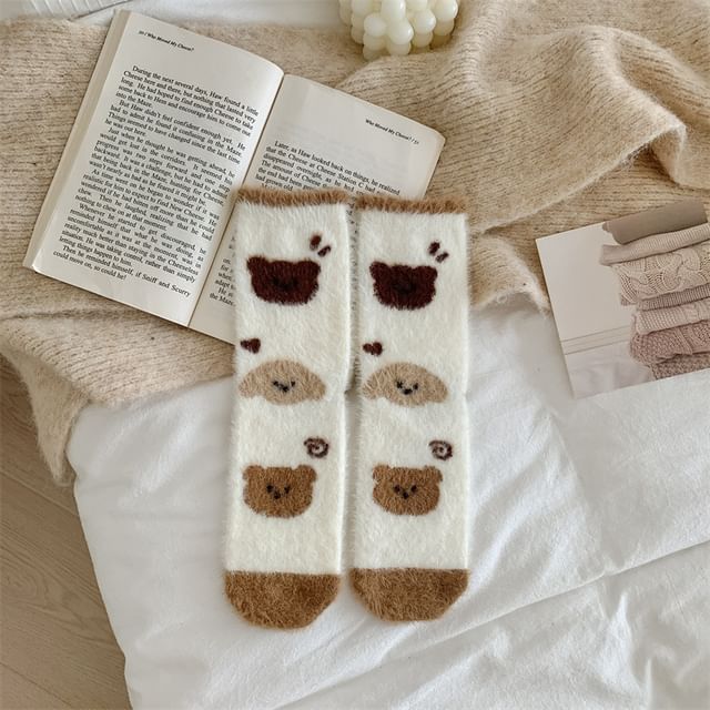 Bear Print Fleece Socks SpreePicky