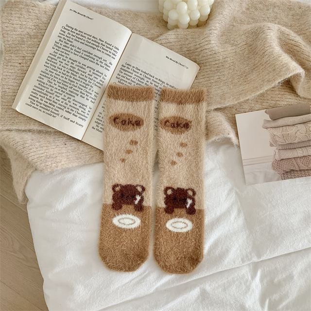 Bear Print Fleece Socks SpreePicky