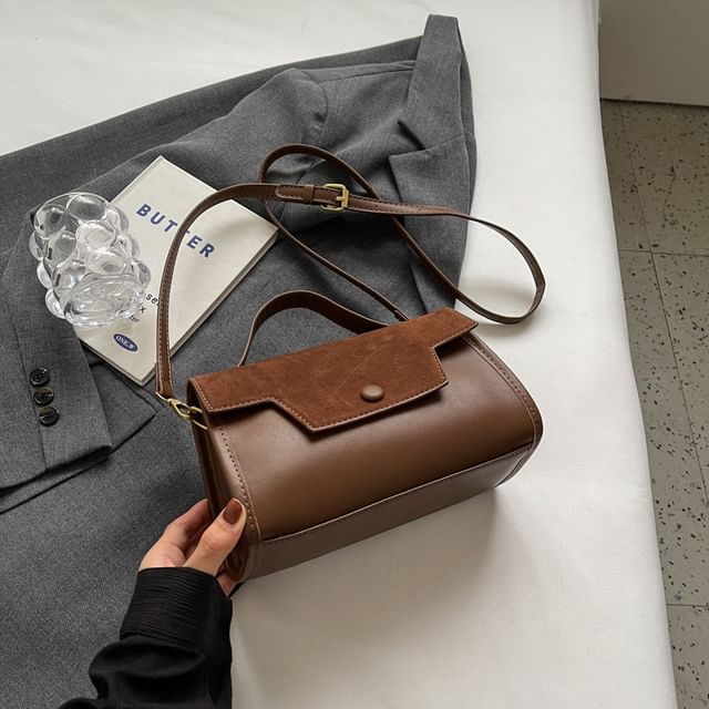 Faux Leather Flap Crossbody Bag mySite