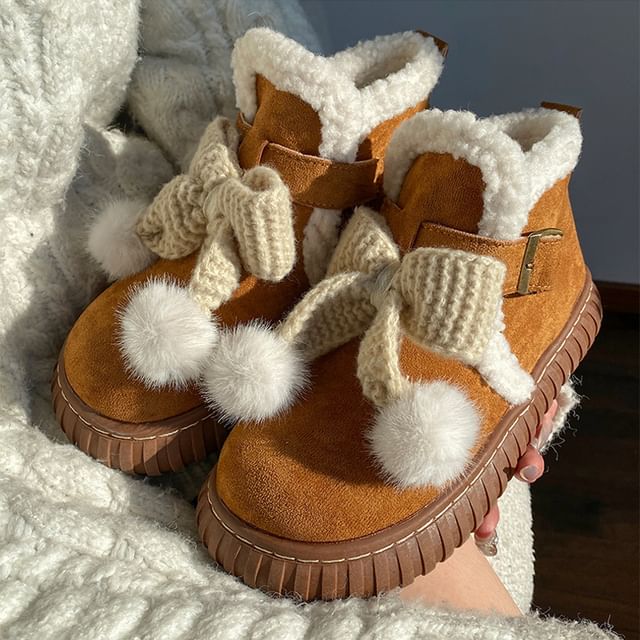 Pom Pom Short Snow Boots SpreePicky