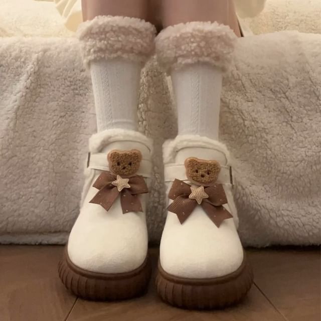 Bear Accent Platform Short Snow Boots SpreePicky