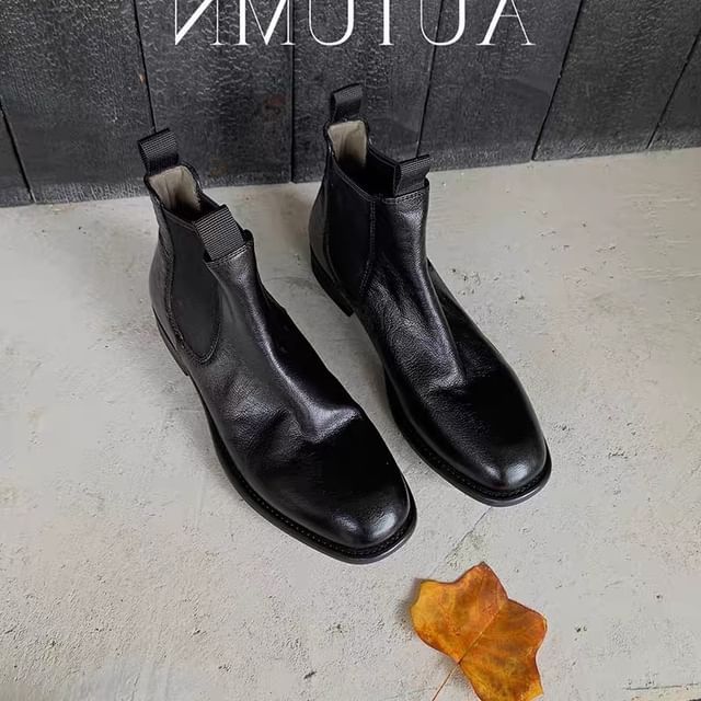 Faux Leather Short Chelsea Boots SpreePicky