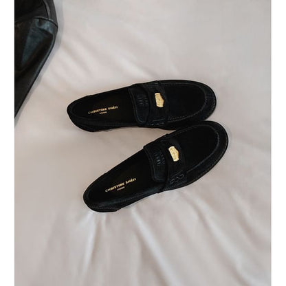 Faux Leather Metal Accent Loafers SpreePicky