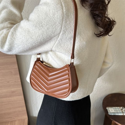 Plain Quilted Faux Leather Shoulder Bag SpreePicky