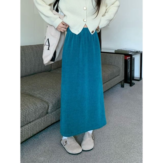 High Waist Plain Maxi A-Line Skirt SpreePicky