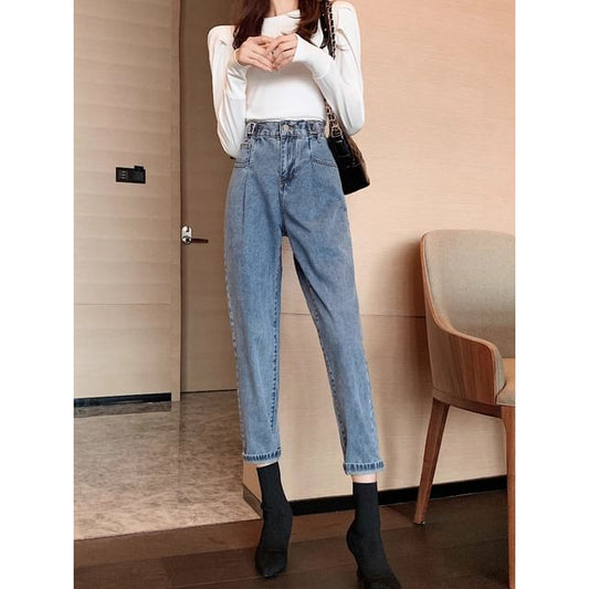 High Waist Crop Harem Jeans SpreePicky