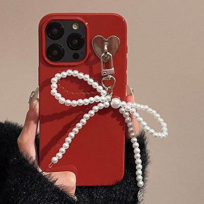 Bow Faux Pearl Charm Phone Case SpreePicky