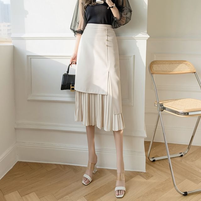 High-Waist Asymmetric Pleated A-Line Skirt SpreePicky