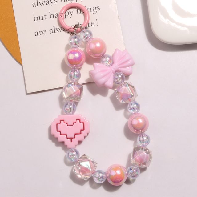 Heart Bow Bead Acrylic Bag Charm SpreePicky