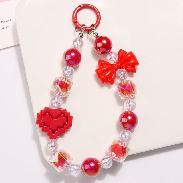 Heart Bow Bead Acrylic Bag Charm SpreePicky