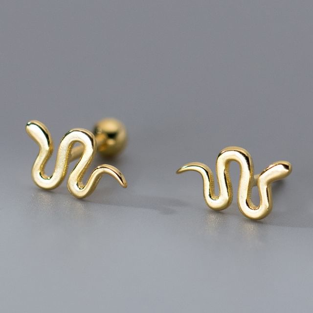 Snake Sterling Silver Barbell Earring SpreePicky