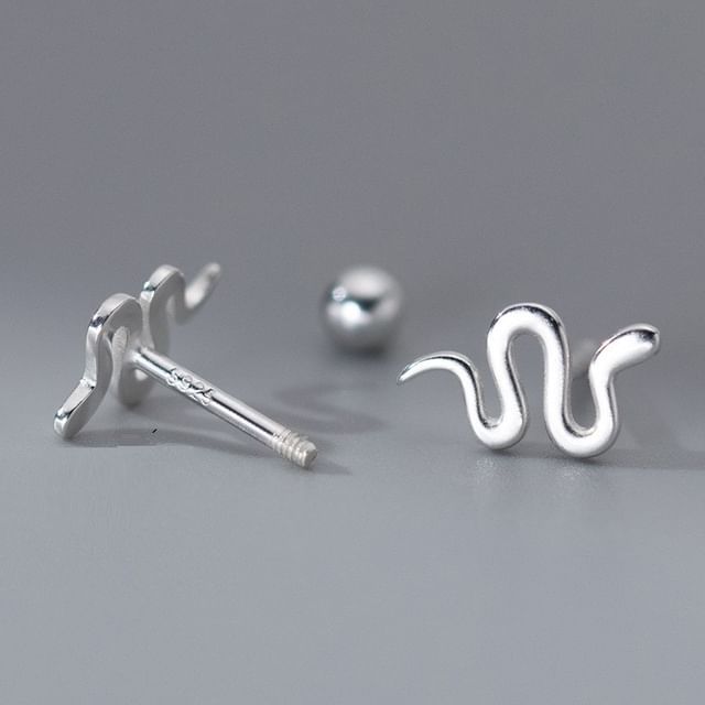 Snake Sterling Silver Barbell Earring SpreePicky