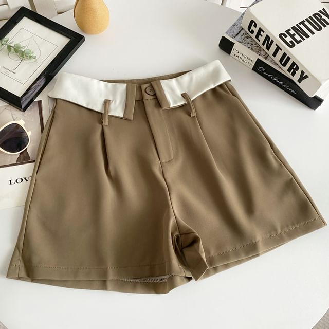 High Waist Two Tone Dress Shorts mySite