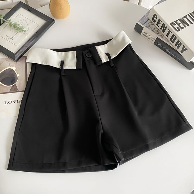 High Waist Two Tone Dress Shorts mySite