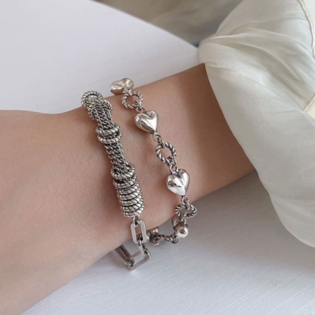 Heart Layered Alloy Bracelet SpreePicky