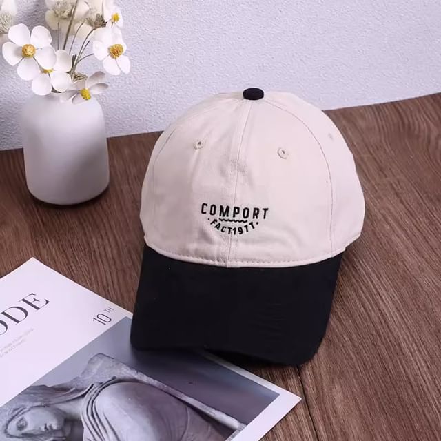 Two Tone Lettering Embroidered Baseball Cap SpreePicky