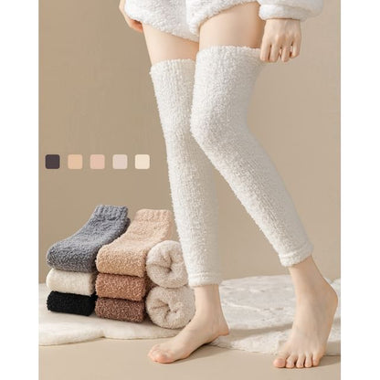 Plain Fleece Over-the-Knee Leg Warmers SpreePicky