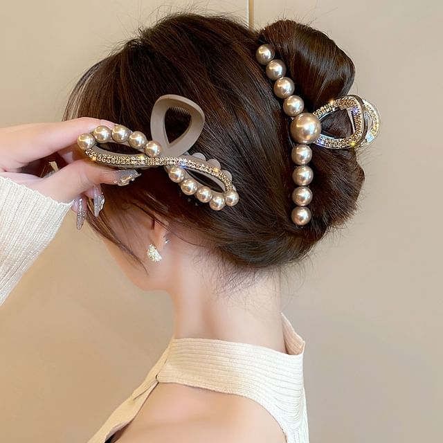 Faux Pearl Rhinestone Resin Hair Clamp (Various Designs) SpreePicky