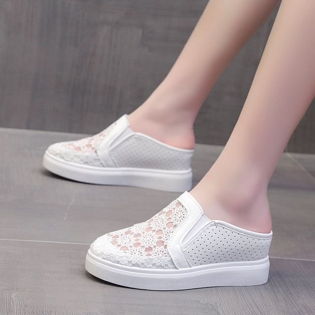 Hidden Wedge Lace Slip-Ons SpreePicky